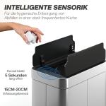 Soptunna med Sensor Silver Rostfritt Stål för Kök och Kontor Automatisk Papperskorg med Rörelsesensor Hygienisk Avfallshantering Touch Free 55 l