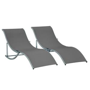 Trädgårdsstolar i Aluminium 2-Pack, Justerbara Solstolar i Mörkgrå Textilene, Ergonomisk Design för Uteplatsen, Mörkgrå, 165 x 61 x 63 cm