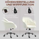 Ergonomisk Hemkontorsstol med Gungfunktion i Teddy Velvet Look, Gräddvit, 56x61x86 cm