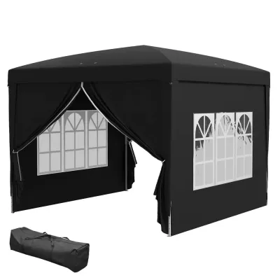 Trädgårdspaviljong Pop-up Partytält Svart 3 x 3 m
