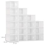 Skolådor Förvaringslådor Set med 18 Lådor Transparent av Plast för Hall och Garderob Stapelbara Skoförvaringslådor 25 x 35 x 19 cm