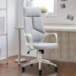 Kontorsstol Ergonomisk Grå Vit Nät för Skrivbord och Kontor med Justerbar Höjd och Hjul för Arbetsplats och Hem