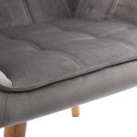 Vingstol Enkelstol Grå av Polyester och Trä för Vardagsrum Skandinavisk Design Relaxstol med Upphöjda Ben Bekväm 64 x 62 x 72,5 cm