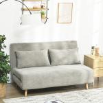 Bäddsoffa Vilstol Grå av Sammet och Trä för Vardagsrum Hopfällbar Säng med Ryggkudde och Justerbart Ryggstöd 141 x 90 x 81 cm