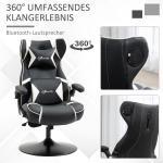 Ergonomisk Gamingstol med Högtalare, Bekväm Datorstol med Bluetooth och Vippfunktion, Inkluderar Nackstöd och Svankkudde, Blå