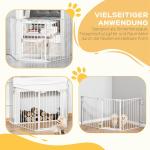 Justerbar Hundgrind i 3 Sektioner, Fristående Säkerhetsbarriär i Plast, Skyddar Dörröppningar utan Borrning, Vit, 180 x 3 x 74,5 cm