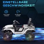Barnelbil med Mjuk Fjädring, Fjärrkontroll, LED-lampor och Horn, 12V, Plast och Metall, Vit