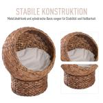 Kattkorg Vattenhyacint med Dyna Flätad Kattbädd Naturligt Material Bekväm Sovplats Ljusbrun 42 X 33 X 52 Cm