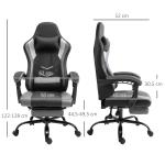 Spelfåtölj Höjdjusterbar med Nackstöd och Svankkudde Ergonomisk upp till 120 Kg med Fotstöd Svart
