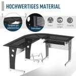 Hörnskrivbord L-Format Svart Säkerhetsglas och Metall för Hemmakontor Arbetsstation Datorbord 164 X 139 X 75 Cm