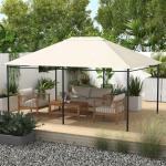 Ersättningstak Paviljongtak Kräm av Polyester för Trädgårdsmöbler och Paviljong Vattentät med UV-Skydd Väderbeständig Topp 3,97 x 2,97 m