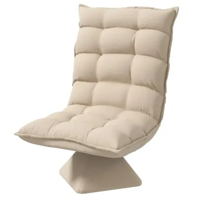 Vridbar Läsfåtölj med Linnelook Beige 62 x 70 x 95 cm