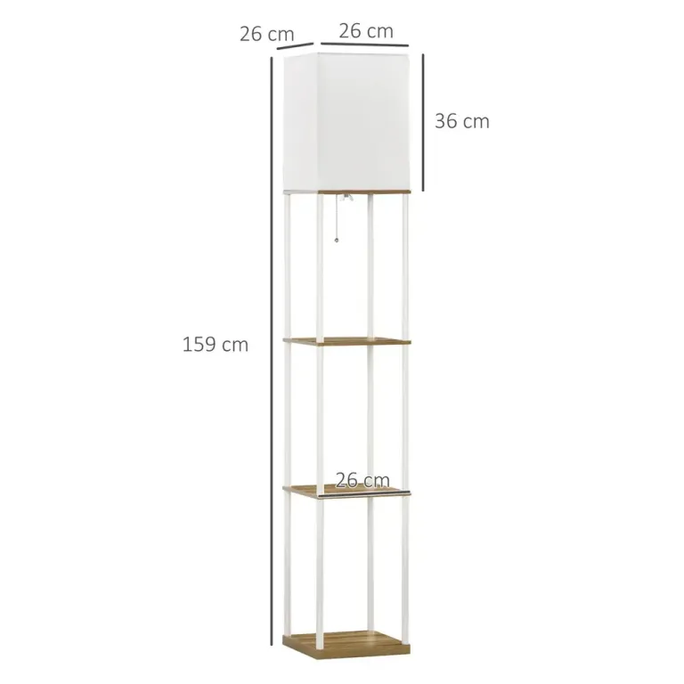 Golvlampa med Hyllor Takstrålkastare 26 x 26 x 159 cm