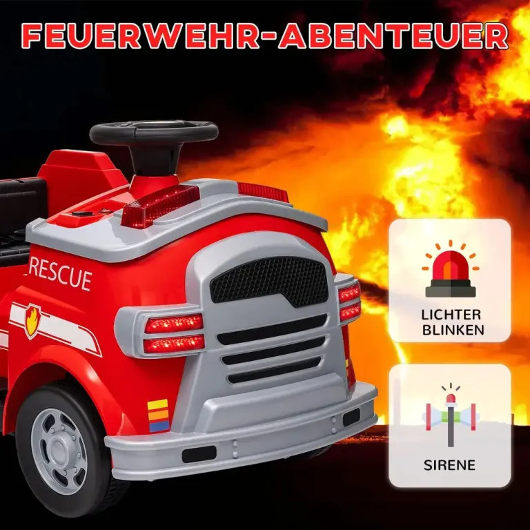 Elbil Brandbil för Barn med Blåljus &Amp; Siren Röd