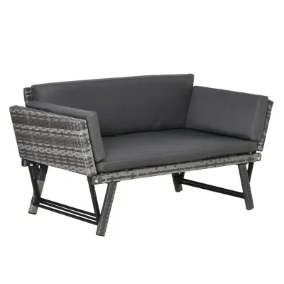 2-Sitsig Loungesoffa i Konstrotting med Fällbara Armstöd
