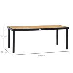 Trädgårdsbord Stabil Natur Svart Aluminium för Trädgård och Altan Matbord för Åtta Personer i Underhållsfri Plast Robust Modell 190 x 90 x 74 cm