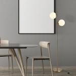 Golvlampa 2-Delad med Glasskärm Stål och Glas Modern Design för Vardagsrummet Guld och Vit 165 Cm