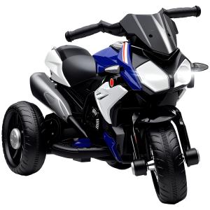 Elektrisk Barnmotorcykel med Ljus och Ljud, Laddningsbar, 3 km/h, Plast och Metall, Blå/Vit