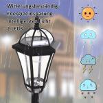 2-Delad Solar Gatubelysning LED IP44 ABS Energisparläge Vattentät Trädgårdslampa Rostfritt Stål Svart Ø18,5 X H129 Cm