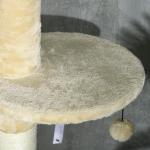 Skrapstolpe Kattträd Beige av Sisal och Plysch för Katter upp till 5 kg med Tippskydd Grotta och Hängmatta 225-255 cm