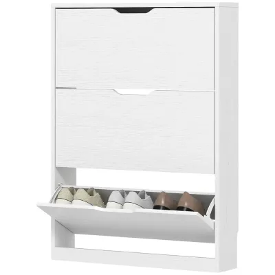 Skoskåp Skotippare 3 Klaffar Vit 80 x 17 x 108 cm