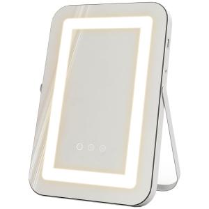 Sminkspegel Bordsspegel Vit av Glas och Plast för Sminkbord LED Spegel med 3 Ljusfärger och 10x Förstoring