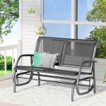 Gungstol Trädgårdsbänk Svart Metall för Trädgård och Terrass 2-Sits Parkbänk Väderbeständig och Bekväm 120 X 70 X 88 Cm