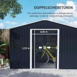 Verktygsbod Redskapsbod med Sadeltak Mörkgrå av Galvaniserat Stål för Bakgård Väderbeständigt Skjul med Skjutdörr 4,9 m² 277 x 195 x 192 cm