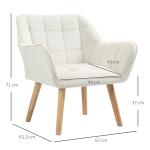 Enkelfåtölj Relaxfåtölj Kräm av Sammet och Trä för Vardagsrum och Sovrum Stoppad Fåtölj med Upphöjda Ben 64 x 62 x 72,5 cm