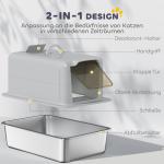 Kattsandlåda i Rostfritt Stål med Filter och Skopa för Katter upp till 6 kg, Grå/Silver, 40,5x60,5x41,5 cm