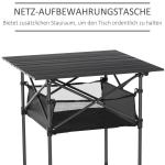 Hopfällbart Campingbord i Aluminium, Lättviktigt Picknickbord med Nätpåse, Portabelt Bord för Utflykt, Svart, 70 x 70 x 69 cm