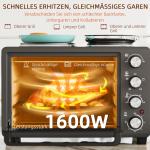 Miniugn Bordsugn med 2 Värmeplåtar Svart av Rostfritt Stål för Kök Ugn med Timer och Grillgaller 28 l 2600 W