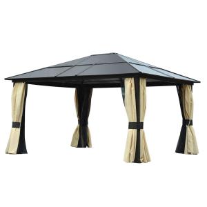 Lyxig Paviljong Trädgårdspaviljong Aluminium med PC-Tak Väderbeständig för Trädgård och Terrass 430 X 360 X 280 Cm