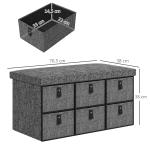 Sittbänk med 6 Skofack och Vadderad Sits i Linneoptik för Hall och Entré Ergonomisk och Stabil Grå MDF och Tyg för Hemmet