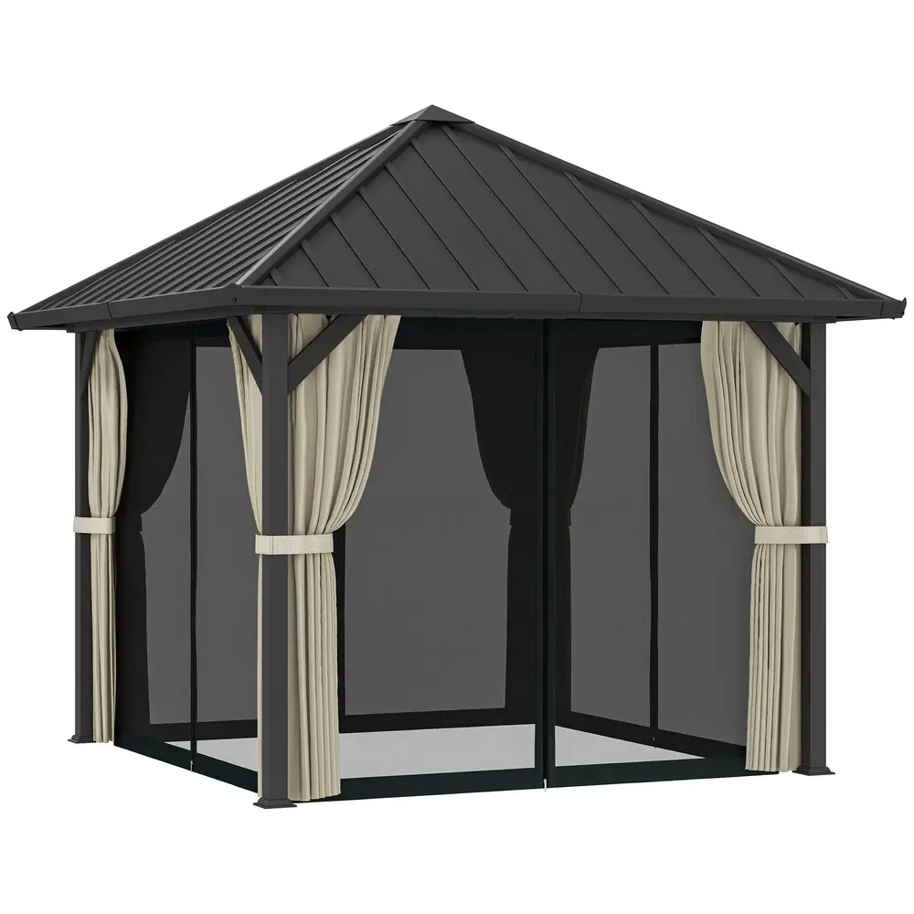 Paviljong med Metalltak och Myggnät samt Sidoväggar 3 x 3 M