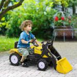Grävmaskin Leksak Åkfordon Gul Svart av Plast för Barn 3 År Sätesgrävare med Förvaringsfack och Spade Pedaltraktor Rolig Lek