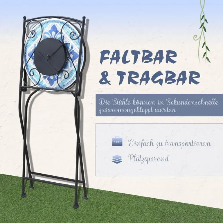 Bistroset i Metall 2 Personer Kompakt Balkonggrupp 61 cm