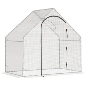 Växthus Tomathus Filmväxthus med Rulldörr Vit av PE Plast för Trädgård och Balkong Vintertätt Hus med Toppfönster 180 x 100 x 168 cm