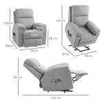 Massagestol TV-Fåtölj Grå av Tyg och Metall för Vardagsrum med Ståstöd och 8 Massagepunkter Fjärrkontroll 89 x 99 x 103 cm