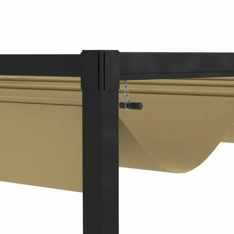 Pergola Trädgårdspaviljong med Tak Khaki av Stål 4 x 3 m