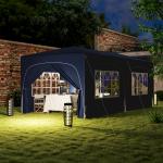 Lusthus Paviljong Pop-Up Partytält Vit av Polyester och Metall för Trädgård och Camping Vattenavvisande Gazebo med UV-Skydd 3 x 6 m