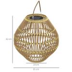 Sollampa Trädgårdslampa Gul av Rotting och Plast för Utomhusbruk Vattentät Lampa med Ljussensor Trumma Design