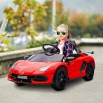 Elbil för Barn Lamborghini Aventador med Vingdörrar och Musik för Lek Hållbar och Säker Röd Plast 3–5 År