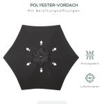 Parasoll Ø196 cm – Sexkantigt Roterande Parasoll med Vev – Hopfällbart och Stabilt Solskydd för Balkong, Trädgård och Strand – Svart Marknadsparaply i Hållbar Design