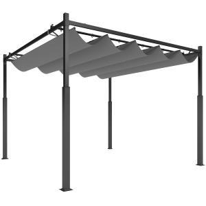 Pergola med Justerbart Tak och Magnetfäste samt UV-beständig Yta för Terrass Hållbar och Stabil Grå Metall för Uteplats 3 x 3 m 8 cm