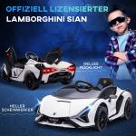 Barnelbil 12V, Lamborghini SIAN SUV, 2 Körlägen, Fjärrkontroll, Musik (MP3/USB), LED, 37–60 Månader, Vit, 108 x 62 x 40 cm
