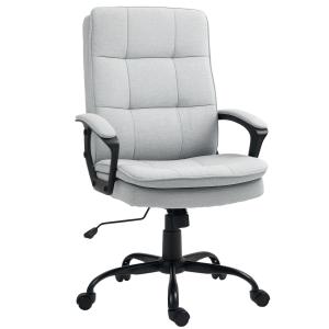 Kontorsstol Skrivbordsstol Ergonomisk Snurrstol Grå av Linnelook för Kontor och Arbetsrum Höjdjusterbar Stol med Armstöd