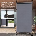 Vertikal Markis Balkonggardin Mörkgrå av Polyester och Metall för Trädgård Väderbeständig Balkongskyddsskärm med Vev 150 x 220-310 cm