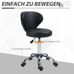 Rullande Pall Massagepall Roterande Arbetspall Svart av Konstläder och Metall för Kontor och Salong Justerbar Höjd 49-64 cm