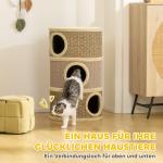 Klöstunna Stor Khaki och Brun Sisal för Stora Katter 3 Våningar Kattgrotta med Klöspelare Robust 45x45x79 cm